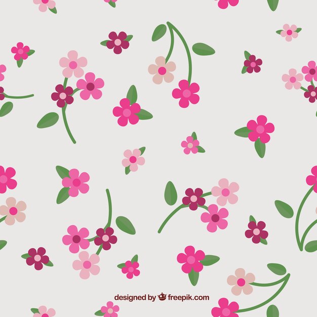 Bonito patrón de flores rosas dibujadas a mano 