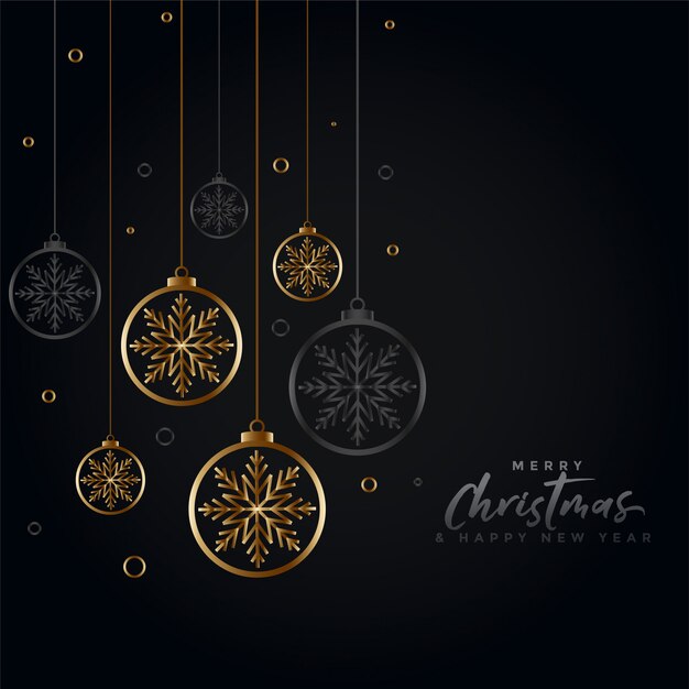 Bonito saludo de feliz navidad negro y dorado