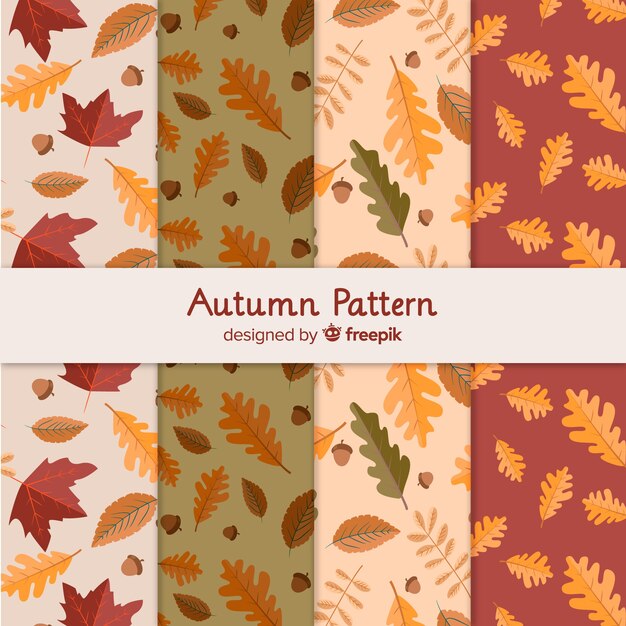 Bonito set de pattern hojas otoñales