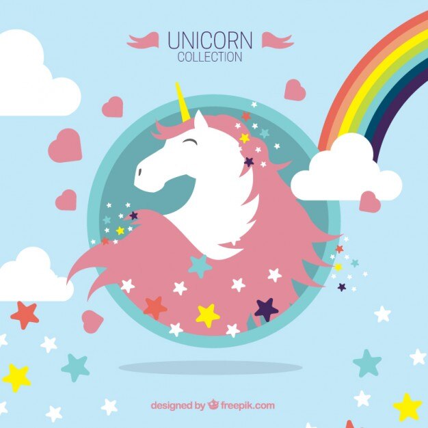 Bonito unicornio con elementos maravillosos