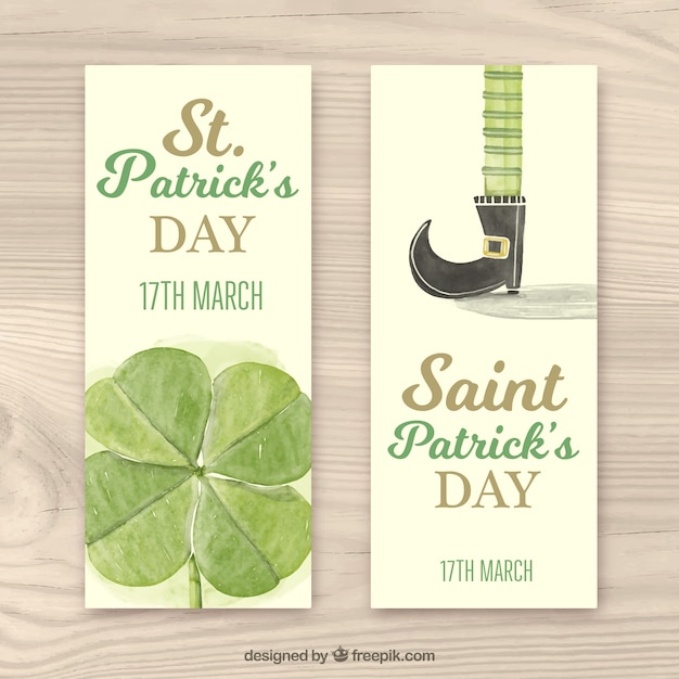 Vector gratuito bonitos banners del día de san patricio de acuarela