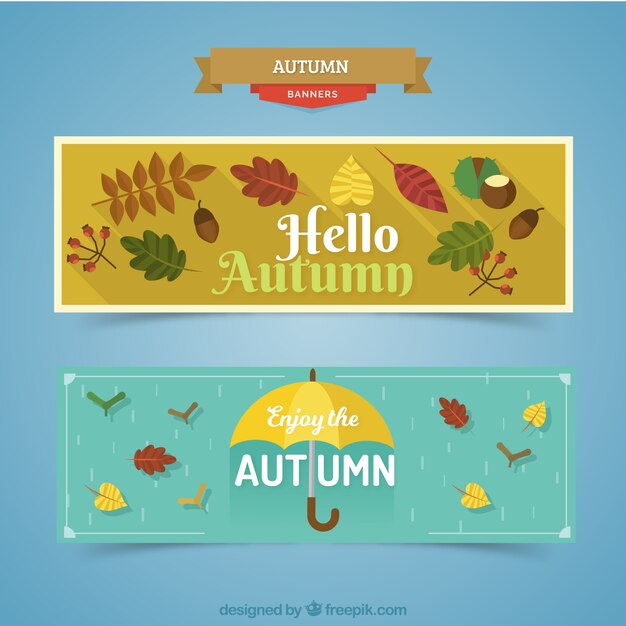 Vector gratuito bonitos banners de elementos de otoño