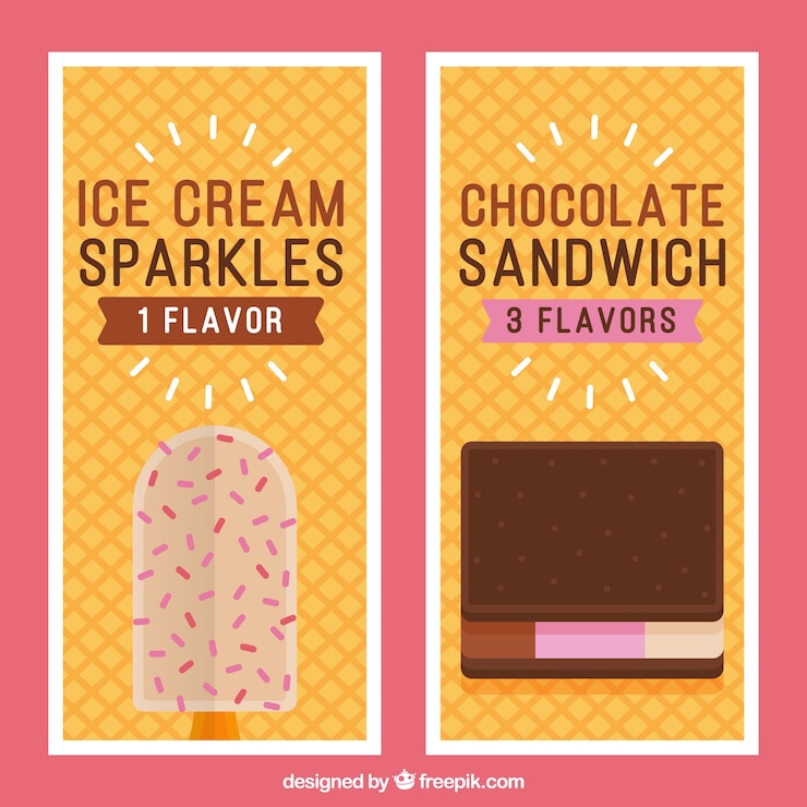 Vector gratuito bonitos banners de helados en estilo vintage