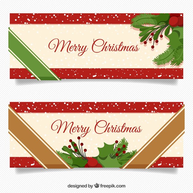 Bonitos banners navideños con muérdago
