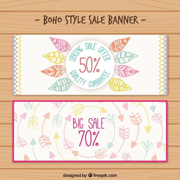 Bonitos banners de rabajas en estilo boho