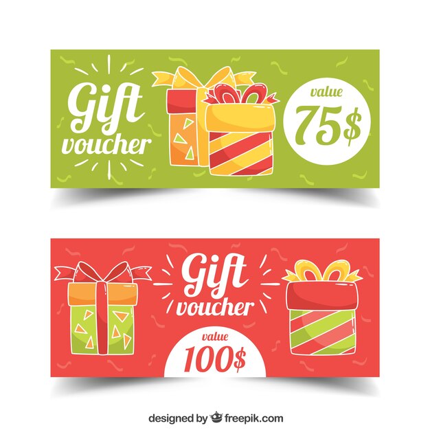 Bonitos banners de regalo dibujados a mano 