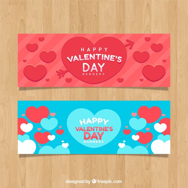 Vector gratuito bonitos banners de san valentín