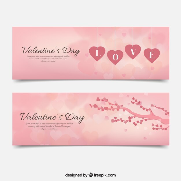 Vector gratuito bonitos banners de san valentín