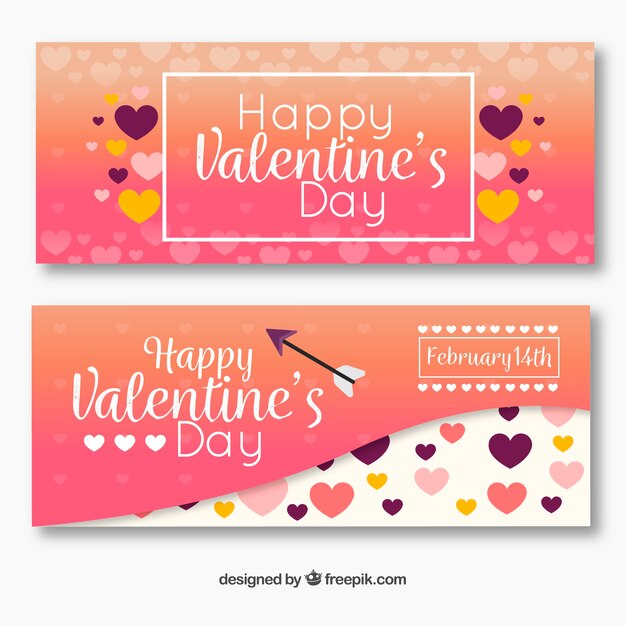 Vector gratuito bonitos banners de san valentín