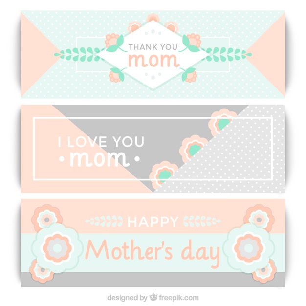 Vector gratuito bonitos banners vintage del día de la mujer en colores pastel