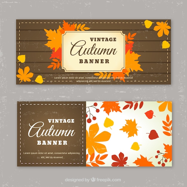 Vector gratuito bonitos banners vintage de otoño