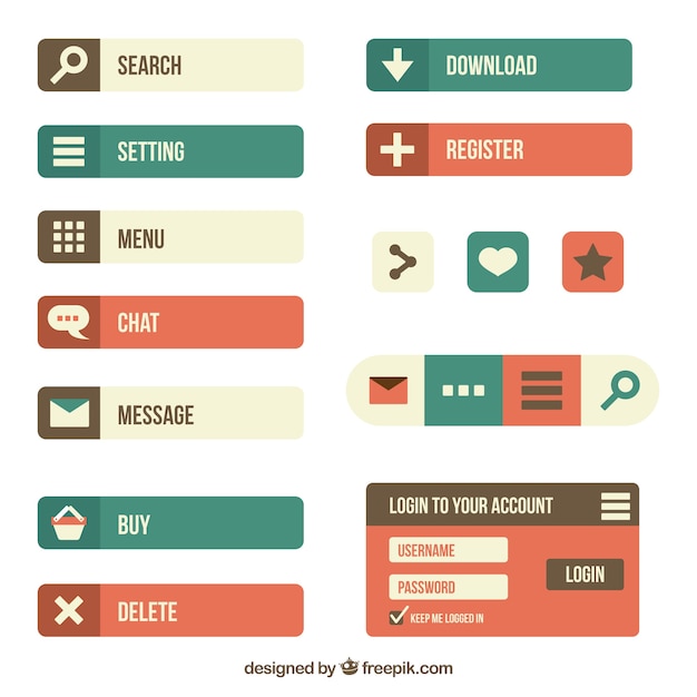 Vector gratuito bonitos botones para web
