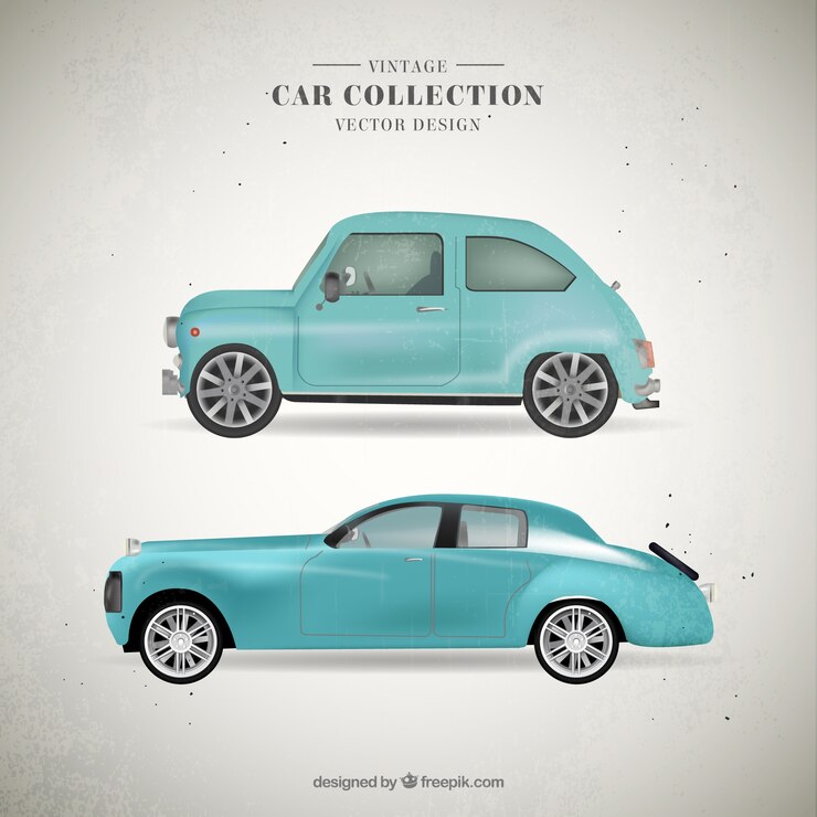 Vector gratuito bonitos coches vintage celestes