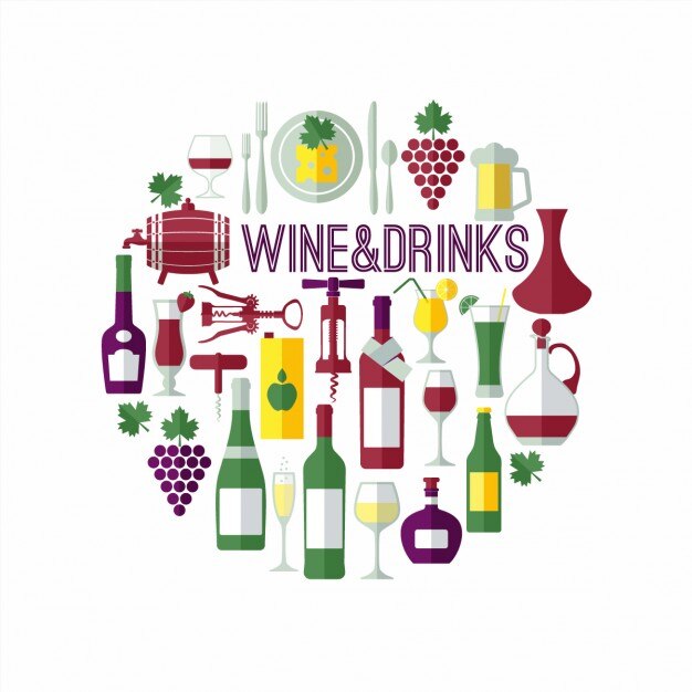 Bonitos elementos de vino