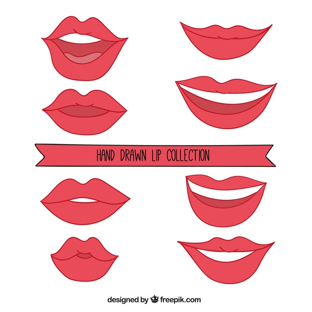Bonitos labios dibujados a mano 