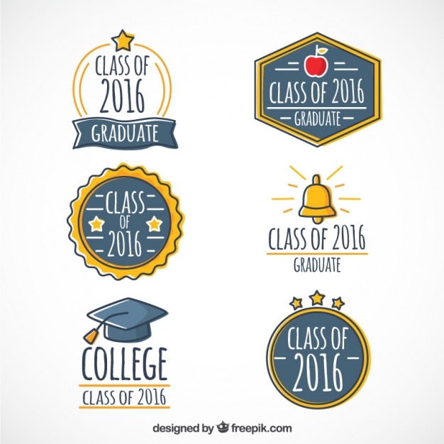 Bonitos logos de graduación dibujados a mano