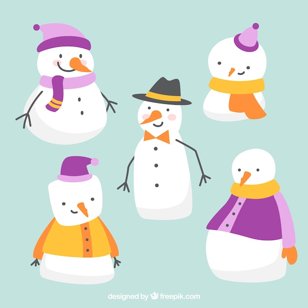 Bonitos personajes de muñecos de nieve