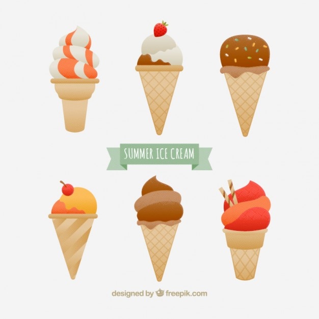 Vector gratuito bonitos y refrescantes helados planos