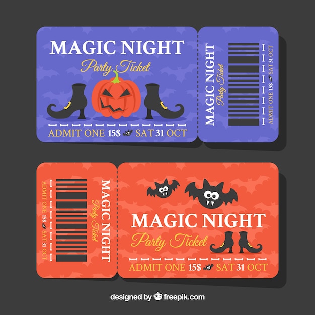 Vector gratuito bonitos ticket de fiesta de halloween