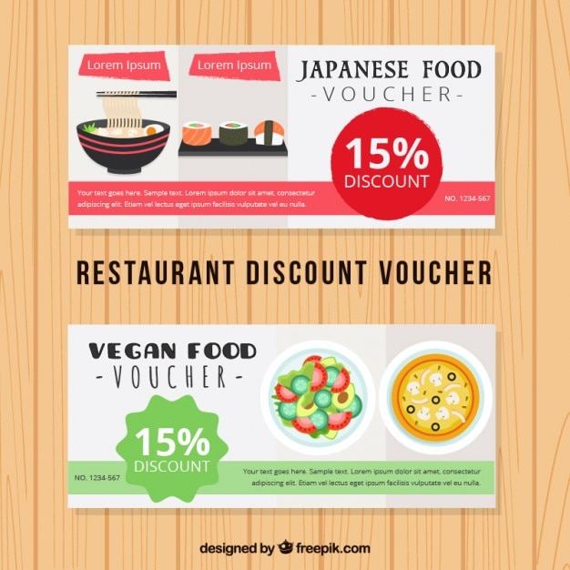 Vector gratuito bono descuento para comida japonesa