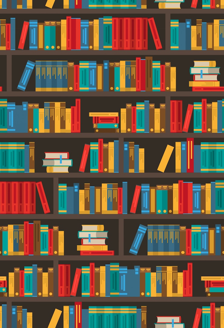 Vector gratuito book shelves dtcorative colorful icon póster