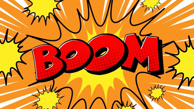 Boom retro comic bocadillo de diálogo y efecto en estilo pop art