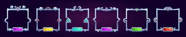 Borde de avatar de usuario de juego de fantasía cuadrado en juego de rol