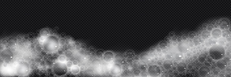 Vector gratuito borde de baño de espuma de jabón sud sobre fondo transparente ilustración vectorial realista de champú y espuma de detergente con burbujas lavandería y bañera agua espumosa productos de limpieza e higiene espuma