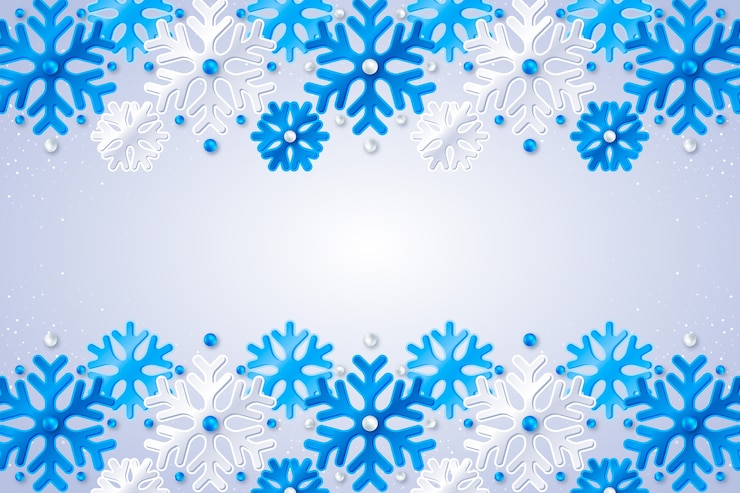 Vector gratuito borde de copo de nieve azul claro realista