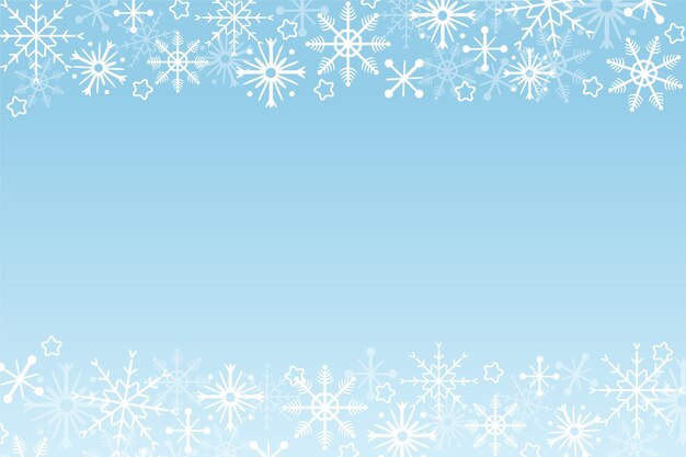 Borde de copo de nieve degradado azul dibujado a mano
