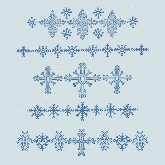 Borde de copo de nieve dibujado a mano