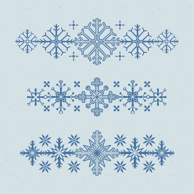 Borde de copo de nieve dibujado a mano