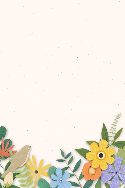 Vector gratuito borde de flores sobre un fondo beige