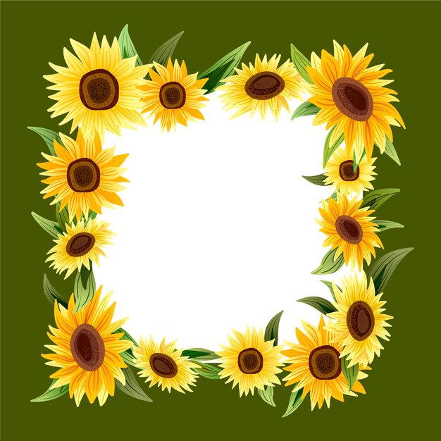 Borde de girasol detallado con espacio vacío