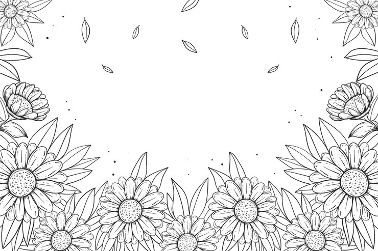 Vector gratuito borde de girasol dibujado a mano