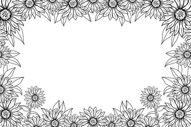 Borde de girasol dibujado a mano
