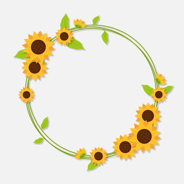 Borde de girasol de diseño plano con espacio de copia