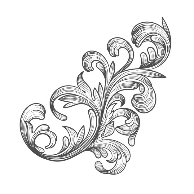 Borde ornamental dibujado a mano estilo barroco