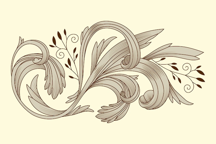 Vector gratuito borde ornamental dibujado a mano realista
