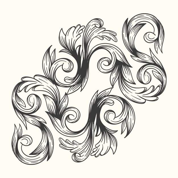 Borde ornamental dibujado a mano realista