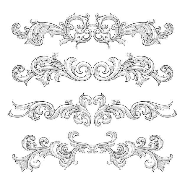 Borde ornamental realista dibujado a mano