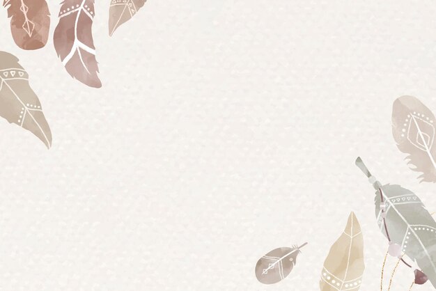 Borde de plumas dibujadas a mano vector estilo boho