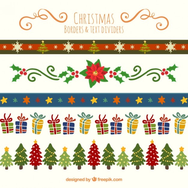 Bordes y divisores de texto en estilo navideño