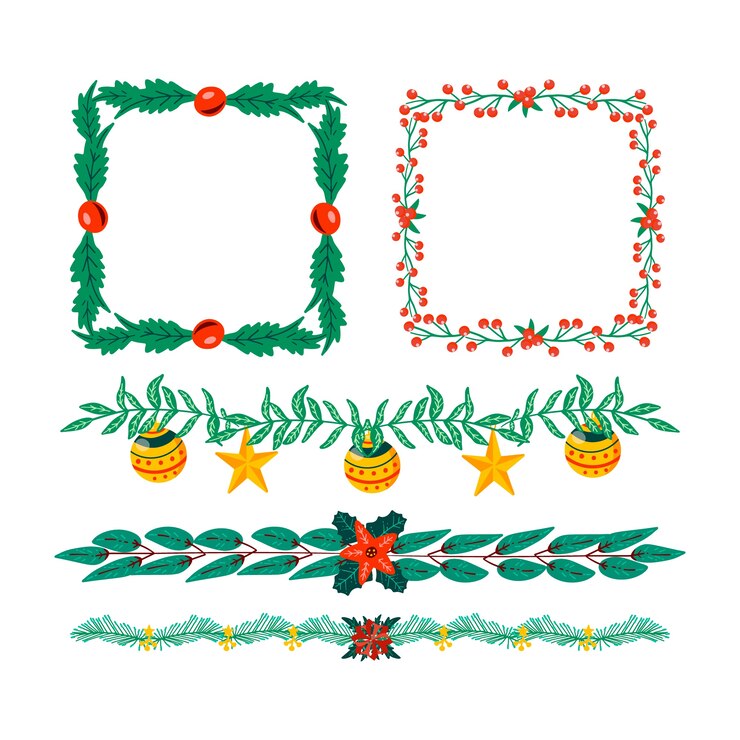 Vector gratuito bordes y marcos navideños dibujados a mano