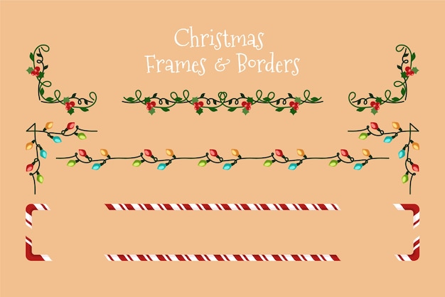 Bordes y marcos navideños de diseño plano