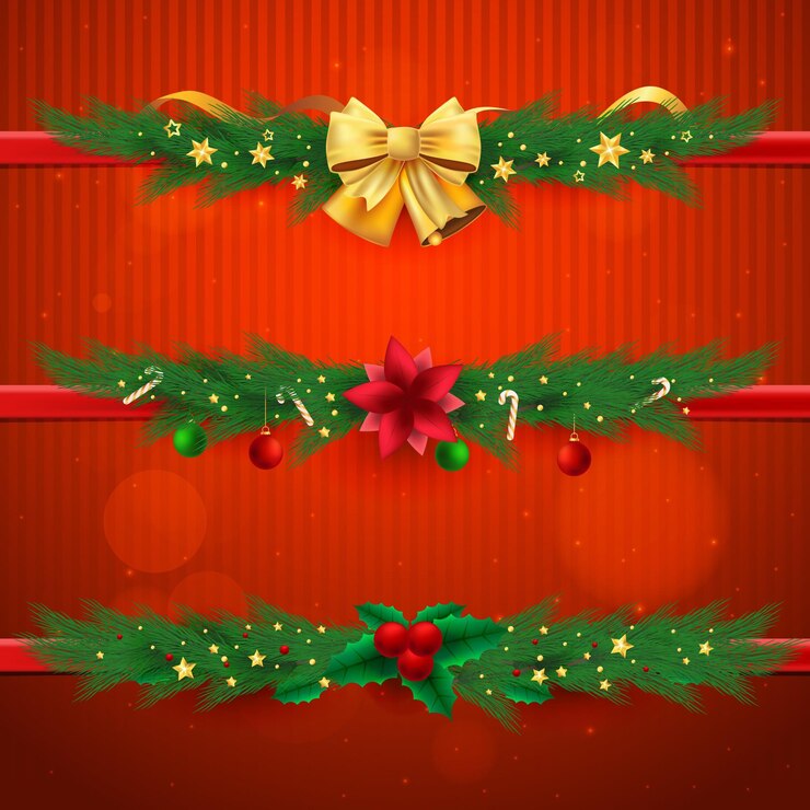 Vector gratuito bordes y marcos navideños realistas