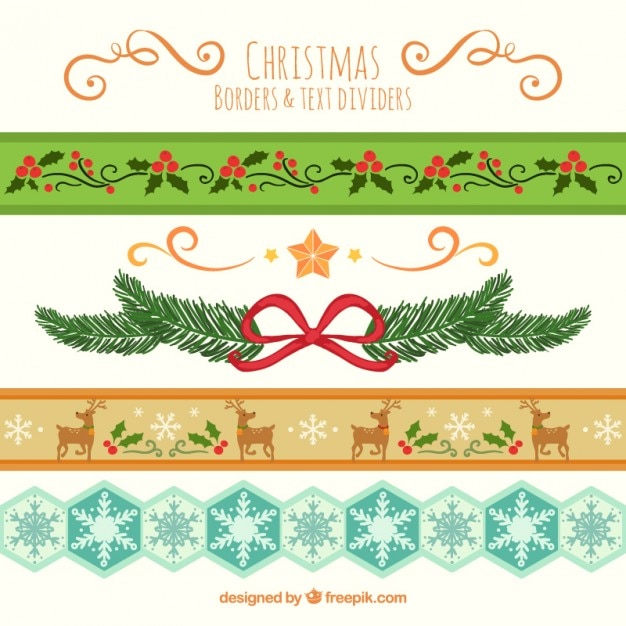 Vector gratuito bordes de navidad y divisores de texto