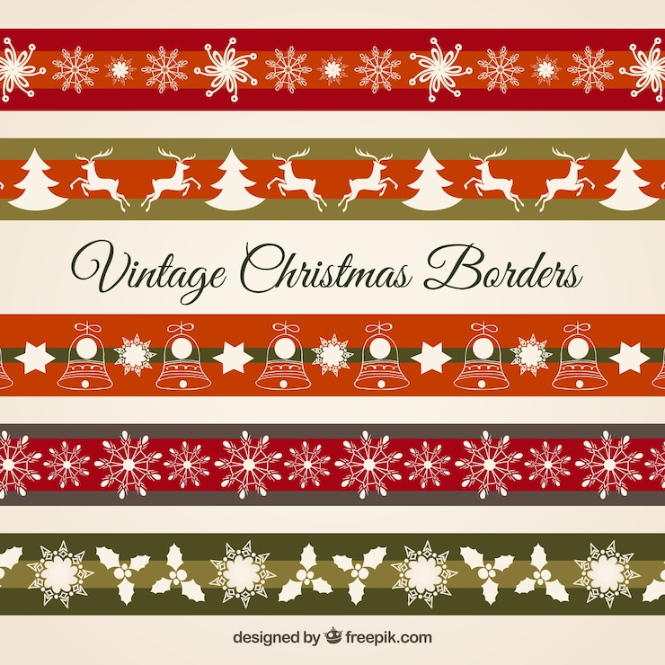 Vector gratuito bordes vintage navideños