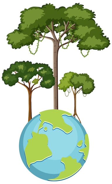 Vector gratuito bosque de árboles en vector de globo