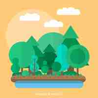 Vector gratuito bosque en diseño plano